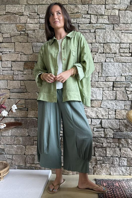 Hippie Shake Linen Blend Shirt Jacket Washed Lawn